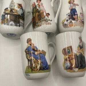 Set Of 5 Norman Rockwell Coffee/ Tea Cups 4"